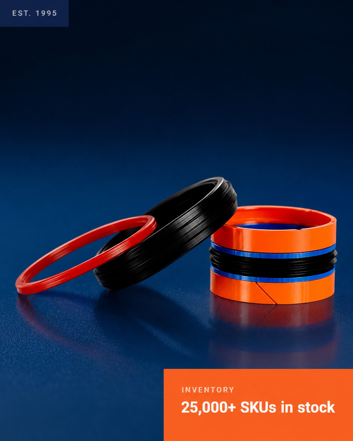Hydraulic cylinder rod with high-performance orange seal in an industrial application